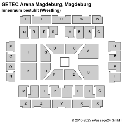 Saalplan GETEC Arena Magdeburg, Magdeburg, Deutschland, Innenraum bestuhlt (Wrestling)