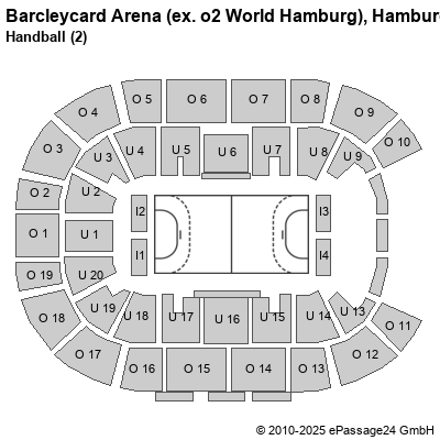 Saalplan Barcleycard Arena (ex. o2 World Hamburg), Hamburg, Deutschland, Handball (2)