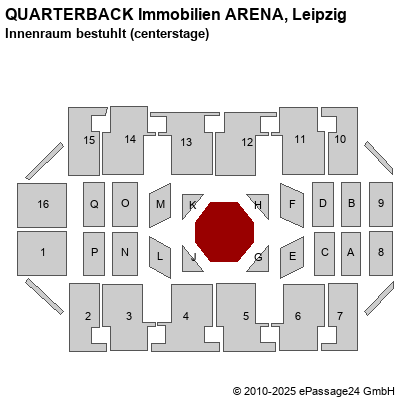 Saalplan Arena Leipzig, Leipzig, Deutschland, Innenraum bestuhlt (centerstage)