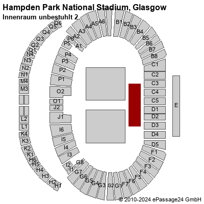 Saalplan Hampden Park National Stadium, Glasgow, Großbritannien, Innenraum unbestuhlt 2