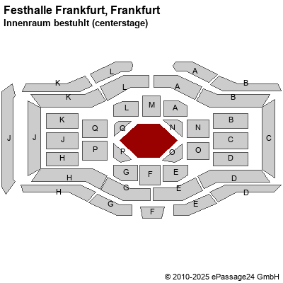 Saalplan Festhalle Frankfurt, Frankfurt, Deutschland, Innenraum bestuhlt (centerstage)