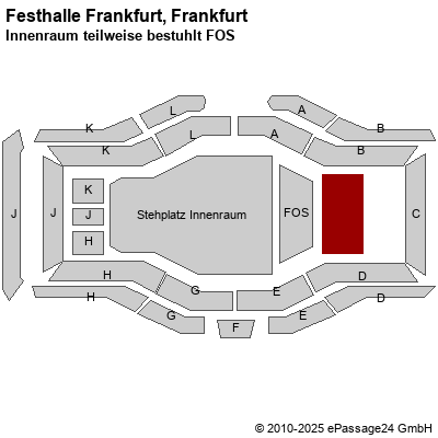 Saalplan Festhalle Frankfurt, Frankfurt, Deutschland, Innenraum teilweise bestuhlt FOS