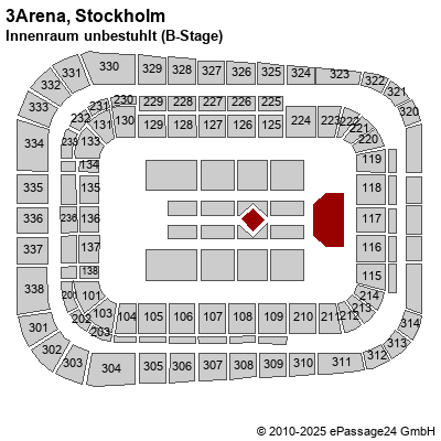 Saalplan Tele2 Arena, Stockholm, Schweden, Innenraum unbestuhlt (B-Stage)