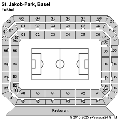 Saalplan St. Jakob-Park, Basel, Schweiz, Fußball