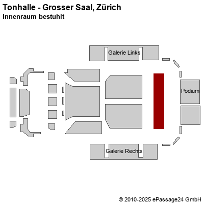 Saalplan Tonhalle - Grosser Saal, Zürich, Schweiz, Innenraum bestuhlt
