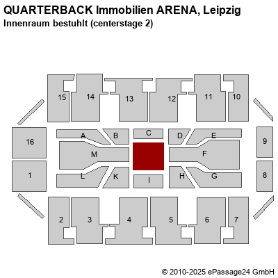 Saalplan Arena Leipzig, Leipzig, Deutschland, Innenraum bestuhlt (centerstage 2)