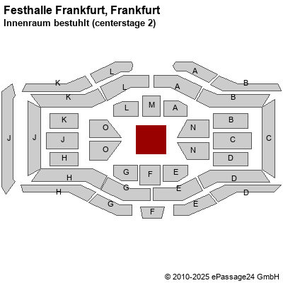 Saalplan Festhalle Frankfurt, Frankfurt, Deutschland, Innenraum bestuhlt (centerstage 2)