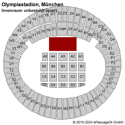Saalplan Olympiastadion, München, Deutschland, Innenraum unbestuhlt (quer)