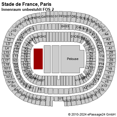 Saalplan Stade de France, Paris, Frankreich, Innenraum unbestuhlt FOS 2
