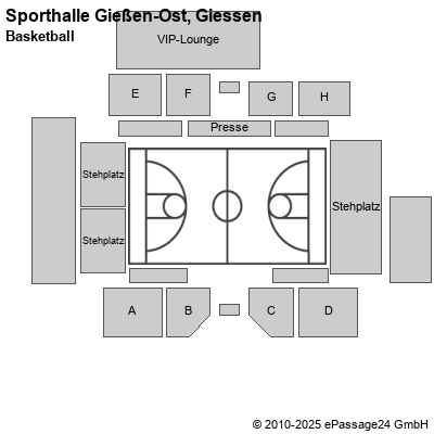 Saalplan Sporthalle Gießen-Ost, Giessen, Deutschland, Basketball