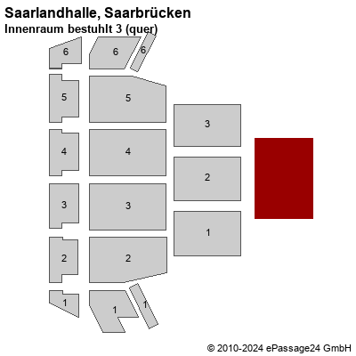 Saalplan Saarlandhalle, Saarbrücken, Deutschland, Innenraum bestuhlt 3 (quer)
