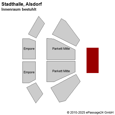 Saalplan Stadthalle, Alsdorf, Deutschland, Innenraum bestuhlt