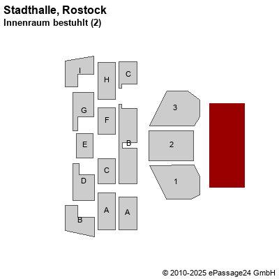 Saalplan Stadthalle, Rostock, Deutschland, Innenraum bestuhlt (2)