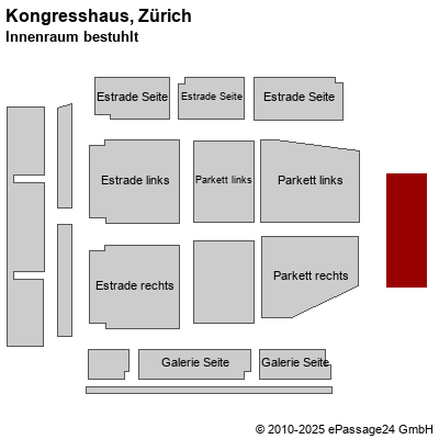 Saalplan Kongresshaus, Zürich, Schweiz, Innenraum bestuhlt