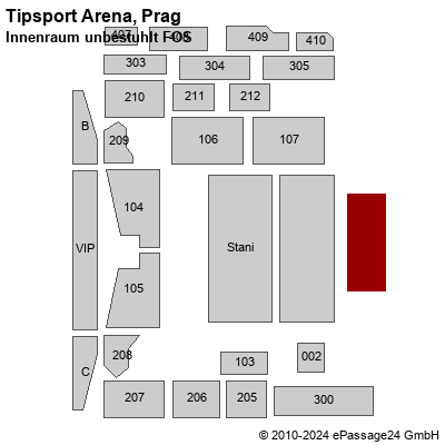 Saalplan Tipsport Arena, Prag, Tschechien , Innenraum unbestuhlt FOS