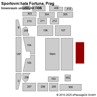 Saalplan Tipsport Arena, Prag, Tschechien , Innenraum unbestuhlt FOS