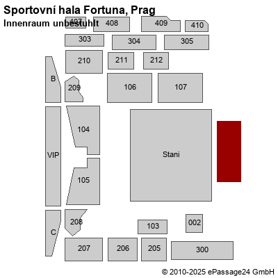 Saalplan Tipsport Arena, Prag, Tschechien , Innenraum unbestuhlt