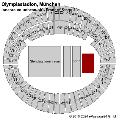 Saalplan Olympiastadion, München, Deutschland, Innenraum unbestuhlt - Front of Stage 2