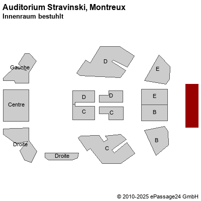 Saalplan Auditorium Stravinski, Montreux, Schweiz, Innenraum bestuhlt