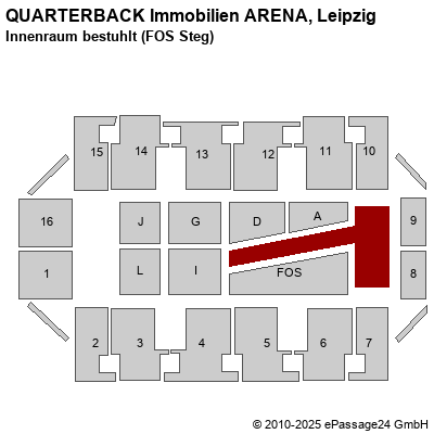 Saalplan Arena Leipzig, Leipzig, Deutschland, Innenraum bestuhlt (FOS Steg)