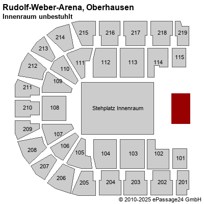 Saalplan König-Pilsener-ARENA, Oberhausen, Deutschland, Innenraum unbestuhlt