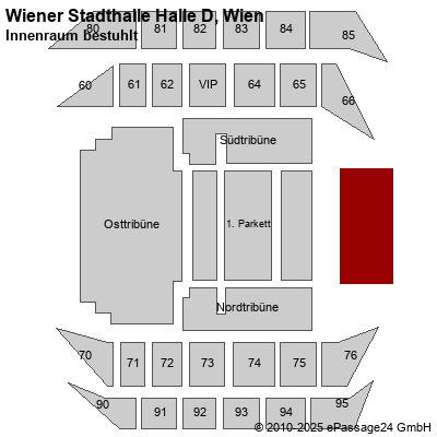 Saalplan Wiener Stadthalle Halle D, Wien, Österreich, Innenraum bestuhlt