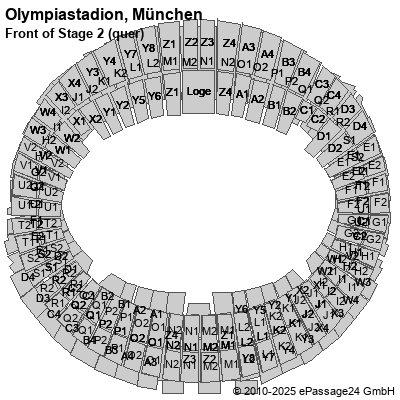 Saalplan Olympiastadion, München, Deutschland, Front of Stage 2 (quer)