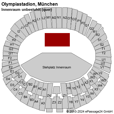 Saalplan Olympiastadion, München, Deutschland, Innenraum unbestuhlt (quer)