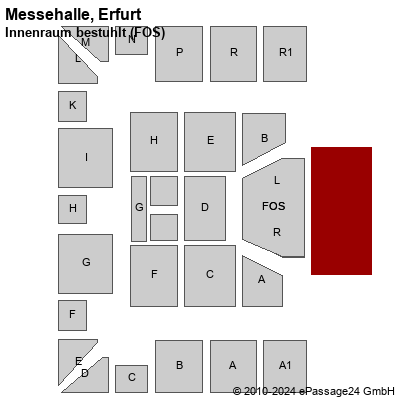 Saalplan Messehalle, Erfurt, Deutschland, Innenraum bestuhlt (FOS)