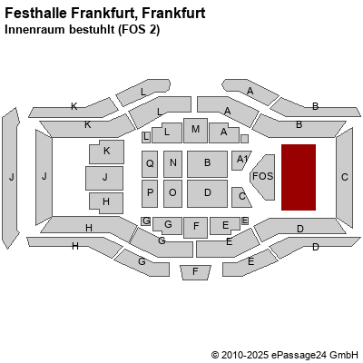 Saalplan Festhalle Frankfurt, Frankfurt, Deutschland, Innenraum bestuhlt (FOS 2)