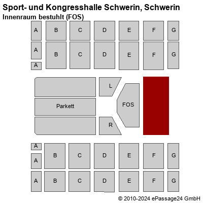 Saalplan Sport- und Kongresshalle Schwerin, Schwerin, Deutschland, Innenraum bestuhlt (FOS)