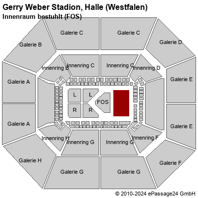 Saalplan Gerry Weber Stadion, Halle (Westfalen), Deutschland, Innenraum bestuhlt (FOS)