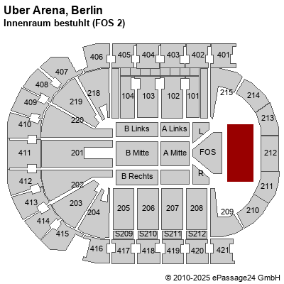 Saalplan Mercedes-Benz Arena (ex. o2 World Berlin), Berlin, Deutschland, Innenraum bestuhlt (FOS 2)