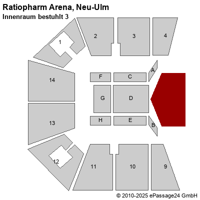 Saalplan Ratiopharm Arena, Neu-Ulm, Deutschland, Innenraum bestuhlt 3