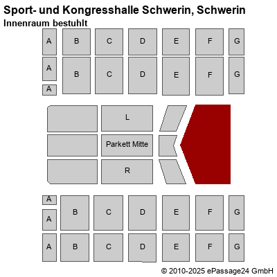 Saalplan Sport- und Kongresshalle Schwerin, Schwerin, Deutschland, Innenraum bestuhlt