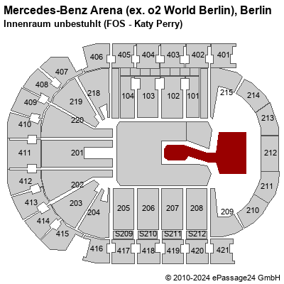 Saalplan Mercedes-Benz Arena (ex. o2 World Berlin), Berlin, Deutschland, Innenraum unbestuhlt (FOS - Katy Perry)