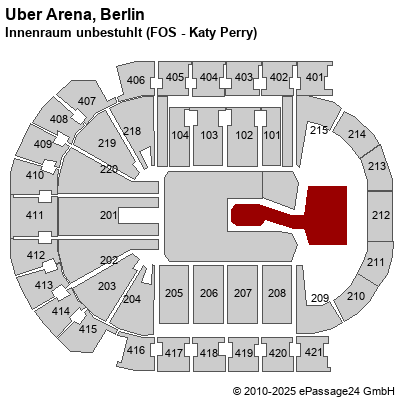 Saalplan Mercedes-Benz Arena (ex. o2 World Berlin), Berlin, Deutschland, Innenraum unbestuhlt (FOS - Katy Perry)