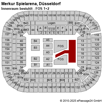 Saalplan ESPRIT arena, Düsseldorf, Deutschland, Innenraum bestuhlt - FOS 1+2