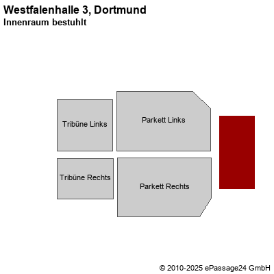 Saalplan Westfalenhalle 3, Dortmund, Deutschland, Innenraum bestuhlt