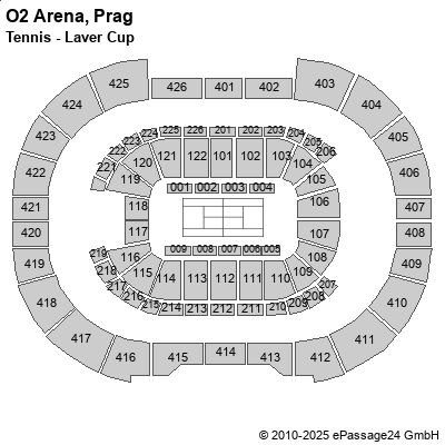 Saalplan O2 Arena, Prag, Tschechien , Tennis - Laver Cup