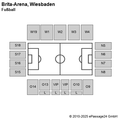 Saalplan Brita-Arena, Wiesbaden, Deutschland, Fußball