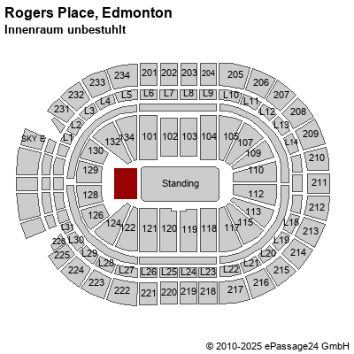 Saalplan Rogers Place, Edmonton, Kanada, Innenraum unbestuhlt