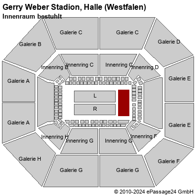 Saalplan Gerry Weber Stadion, Halle (Westfalen), Deutschland, Innenraum bestuhlt