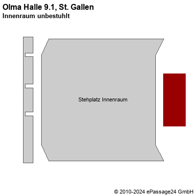 Saalplan Olma Halle 9.1, St. Gallen, Schweiz, Innenraum unbestuhlt