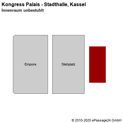 Saalplan Kongress Palais - Stadthalle, Kassel, Deutschland, Innenraum unbestuhlt