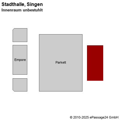 Saalplan Stadthalle, Singen, Deutschland, Innenraum unbestuhlt