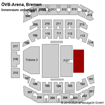 Saalplan ÖVB-Arena, Bremen, Deutschland, Innenraum unbestuhlt (FOS 2)