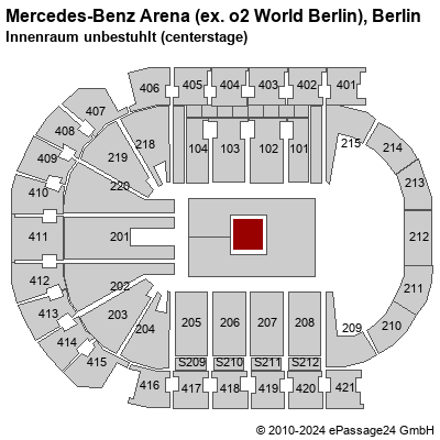 Saalplan Mercedes-Benz Arena (ex. o2 World Berlin), Berlin, Deutschland, Innenraum unbestuhlt (centerstage)
