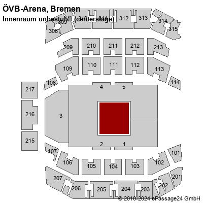 Saalplan ÖVB-Arena, Bremen, Deutschland, Innenraum unbestuhlt (centerstage)