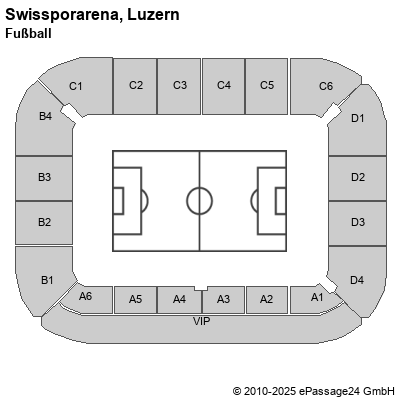 Saalplan Swissporarena, Luzern, Schweiz, Fußball